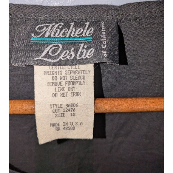 Vintage Michele Leslie Black Button Dress Rainbow Buttons Pockets Size 1X Cotton - Picture 3 of 7